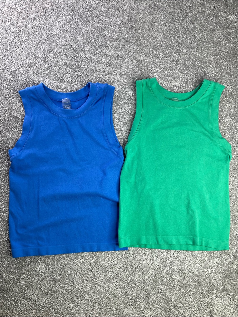 Dynamic One Size Seamless Tank Tops Blue Green Stretch 2 Pack Style 1057
